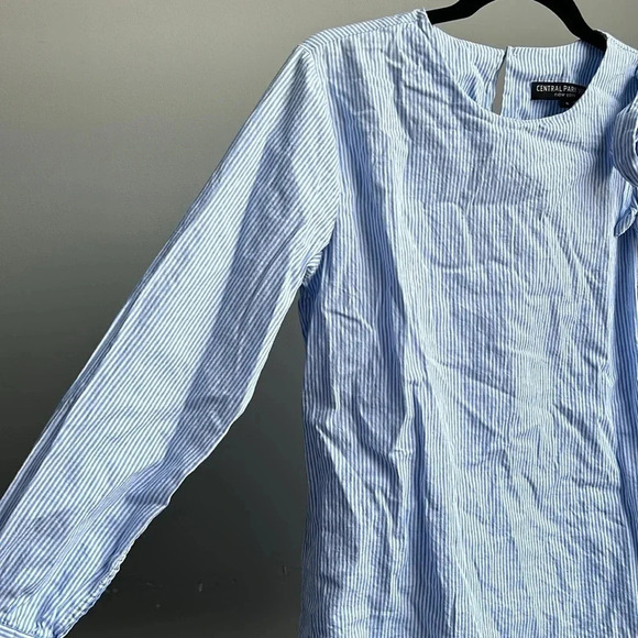 Central Park West New York Striped Cotton Shirt | Striped Shirt | Open Shoulder - Picture 4 of 10